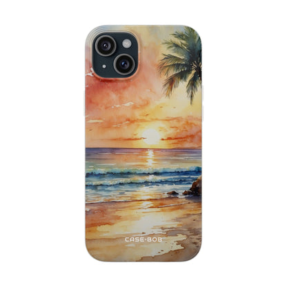 Sunset Palm iPhone 15 Plus Cover - Blød