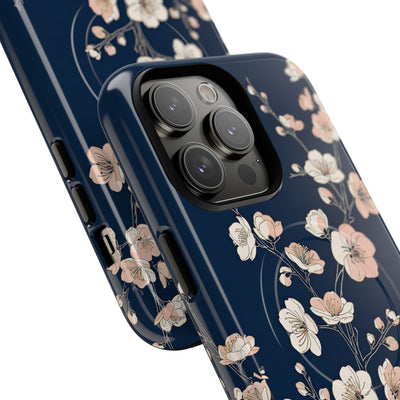 Blue Tough 2.0 Magsafe Phone Case for iPhone - Midnight Peach Sakura