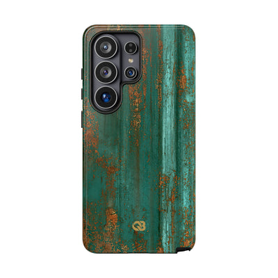 Teal Tough Phone Case for Samsung - Verdigris Copper Siding