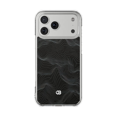 Black Impact MagSafe Phone Case for iPhone - Obsidian Topo Wireframe