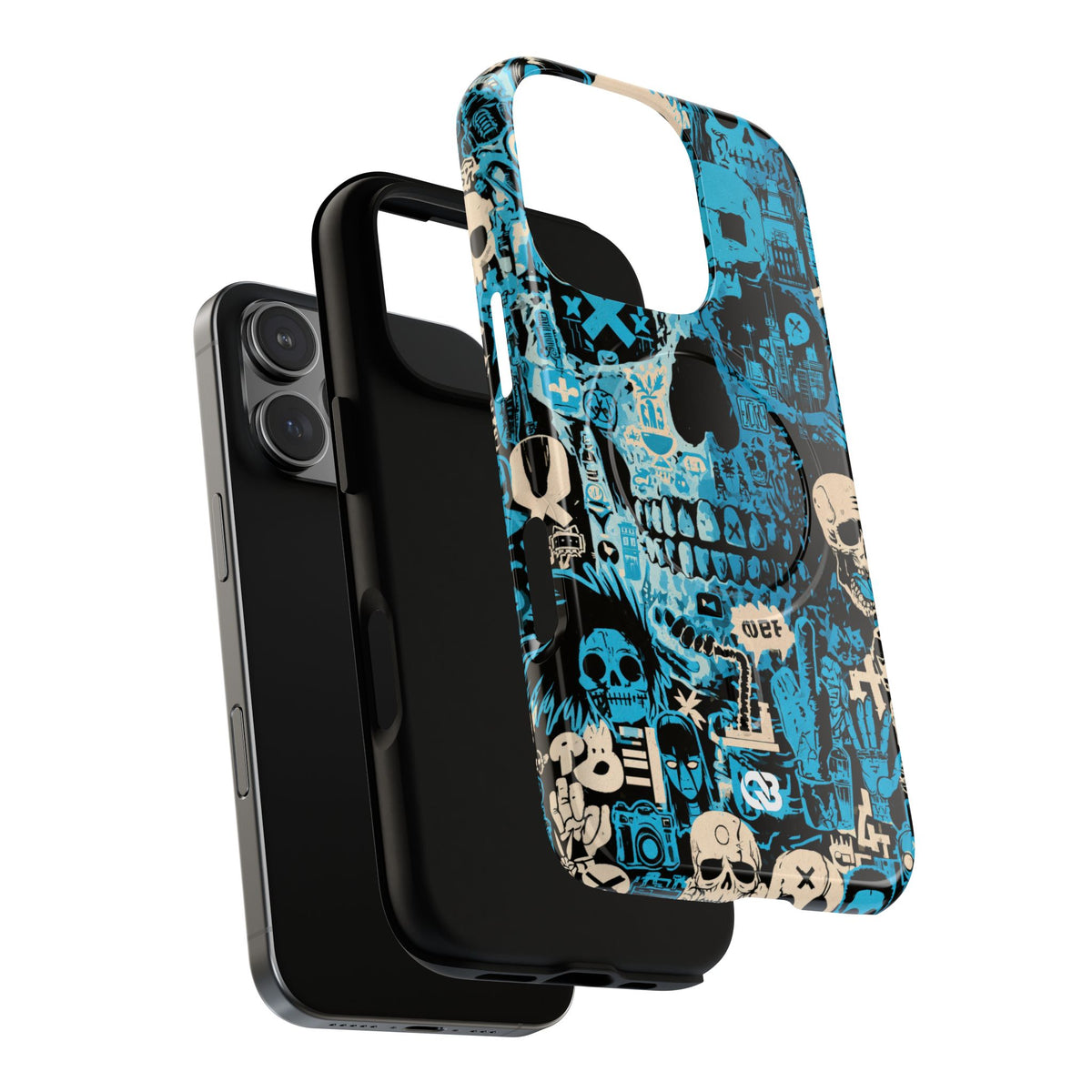 Electric Skull Graffiti · Tough 2.0 Magnetic Phone Case for iPhone · Blue
