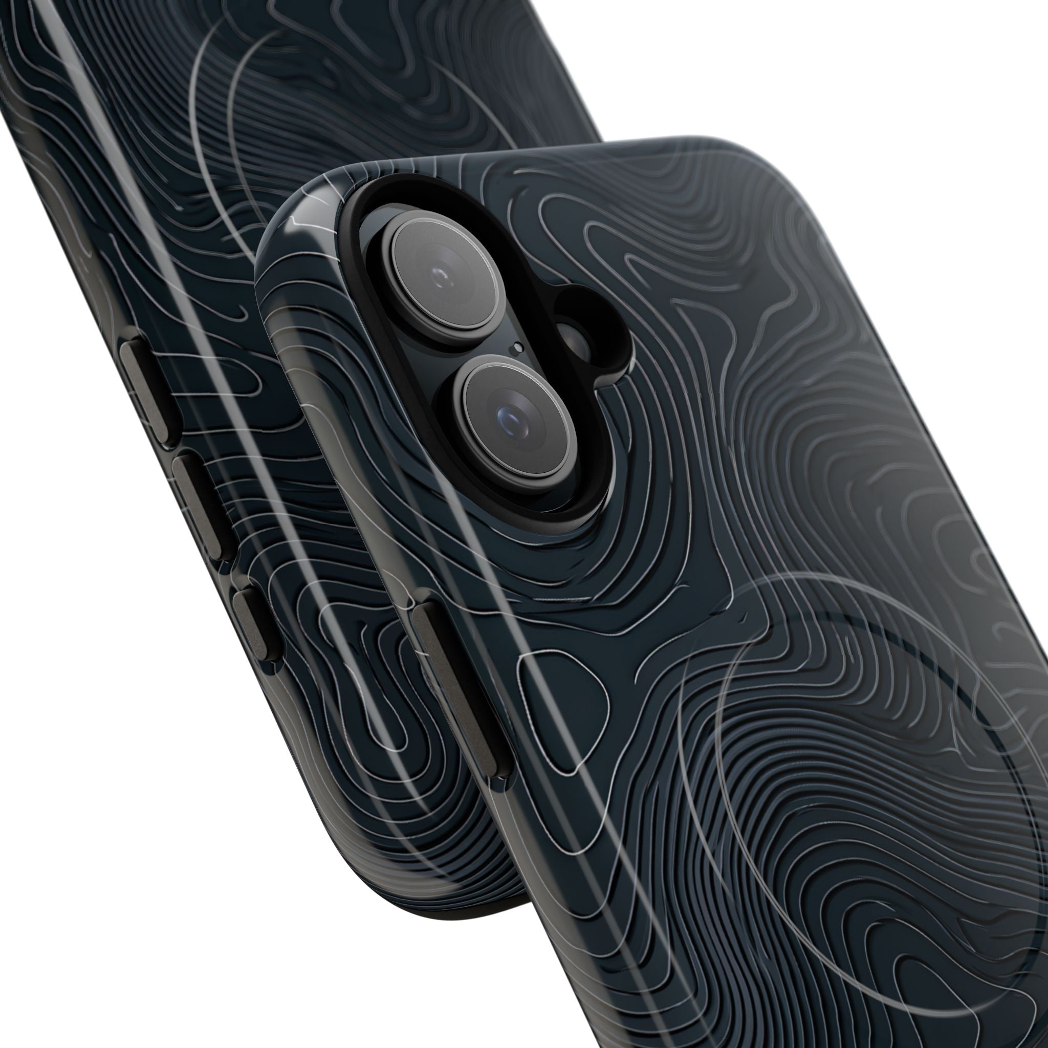 Black Tough 2.0 Magsafe Phone Case for iPhone - Obsidian Ridge Topo