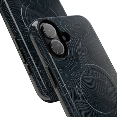 Black Tough 2.0 Magsafe Phone Case for iPhone - Obsidian Ridge Topo