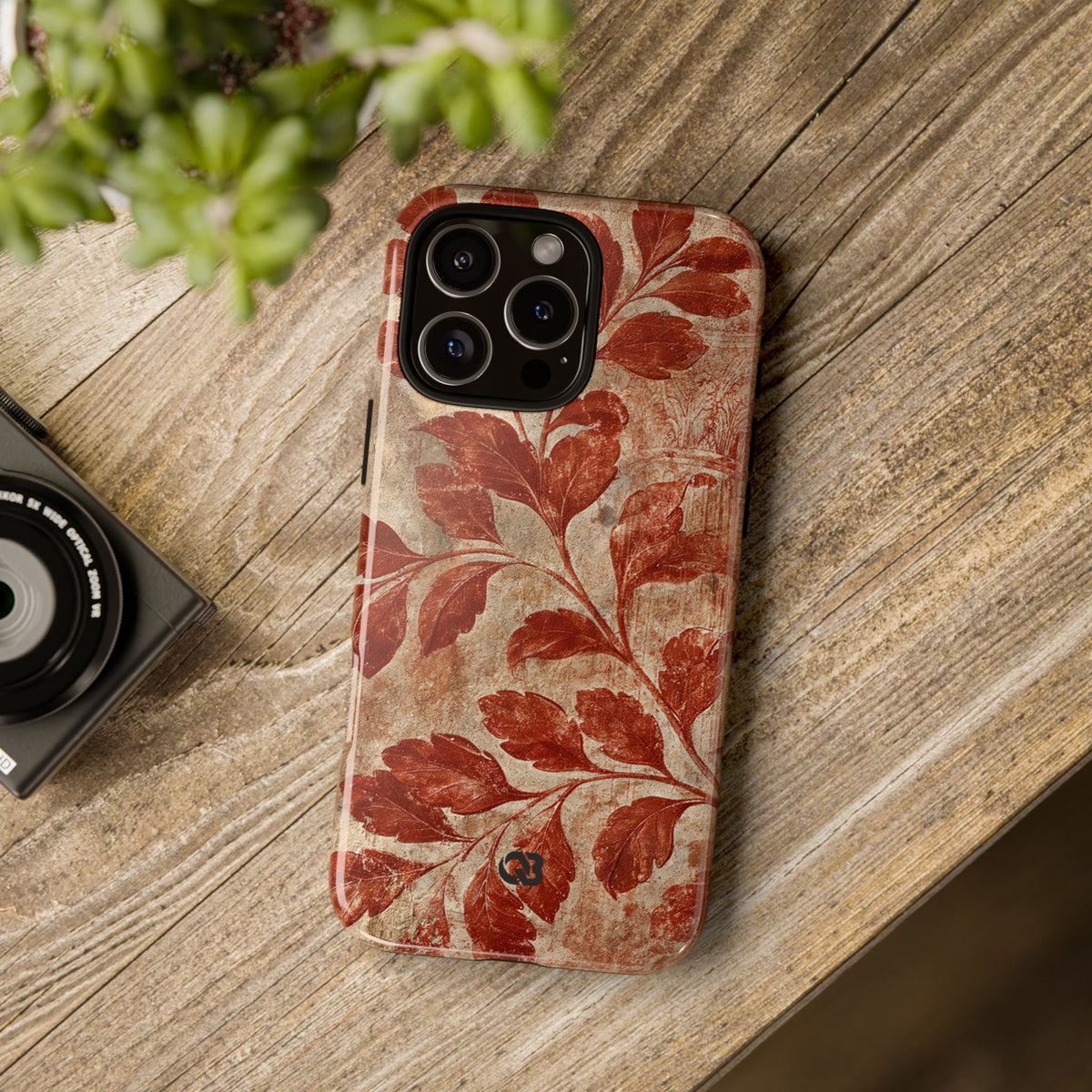 Terracotta Botanical Fresco · Tough Phone Case for iPhone · Red