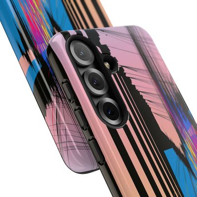 Blue Tough Phone Case for Samsung - Fractured Data Skyline