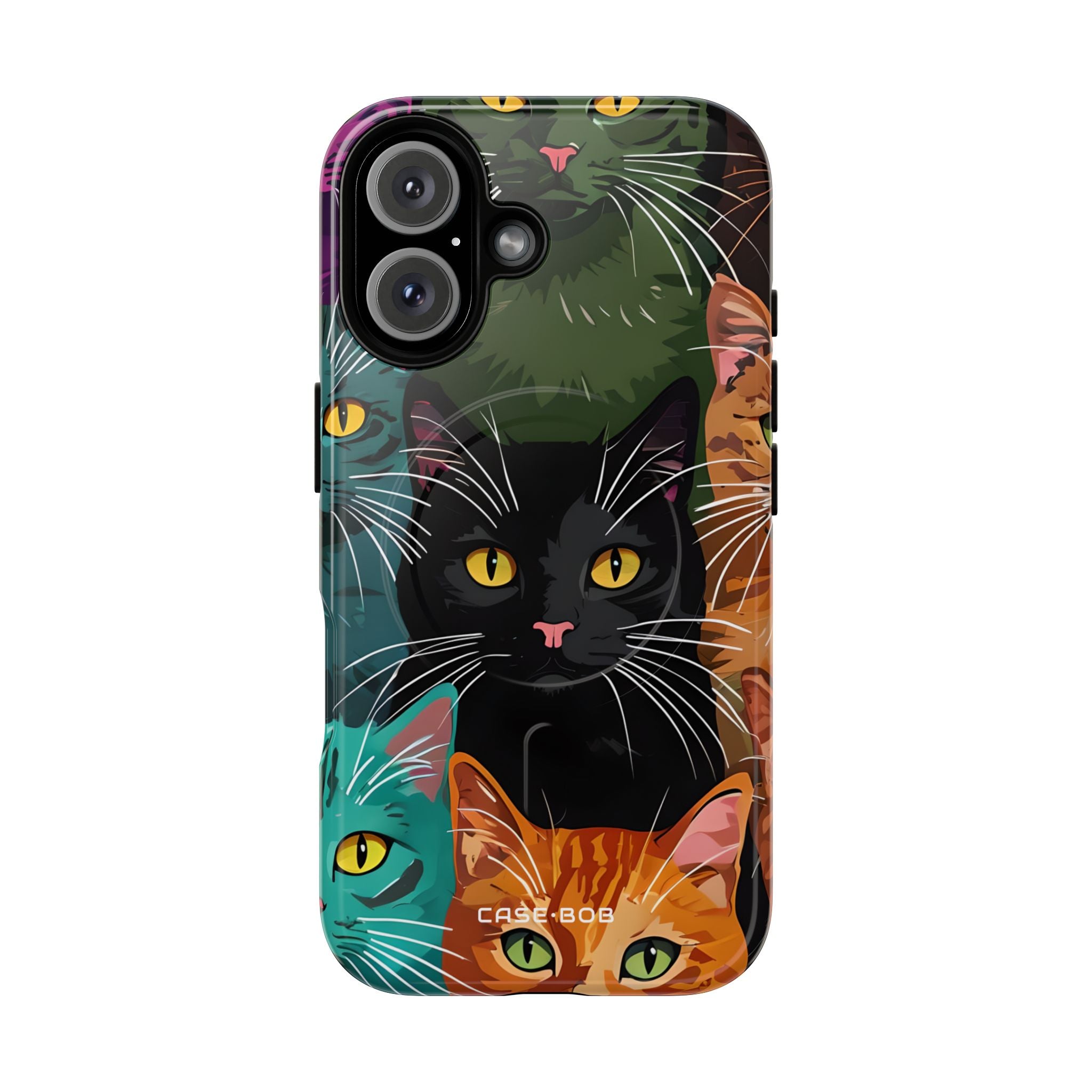 Teal Cat Grid iPhone 16 Case - Tough+