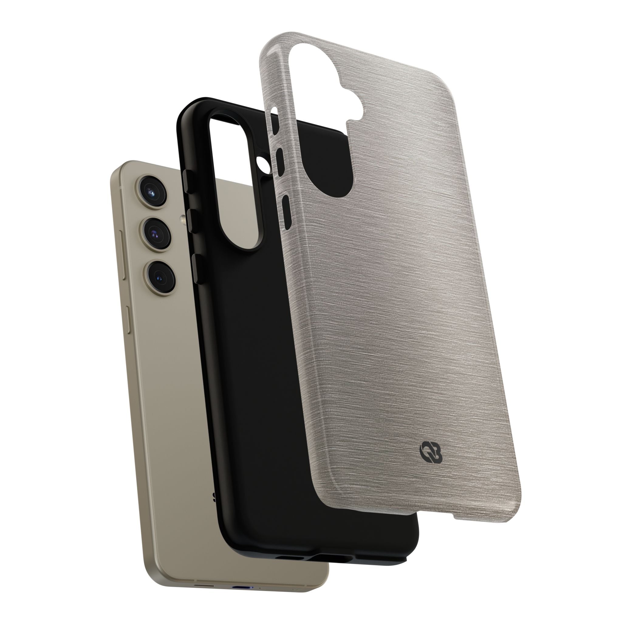 Grey Tough Phone Case for Samsung - Brushed Nickel Linen