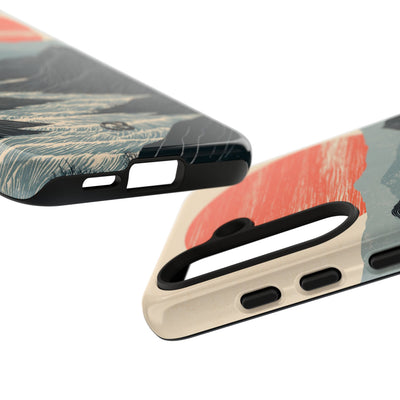 Beige Tough Phone Case for Samsung - Crimson Ridge Flow