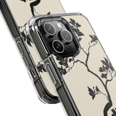 Beige Impact MagSafe Phone Case for iPhone - Obsidian Bonsai Silhouette
