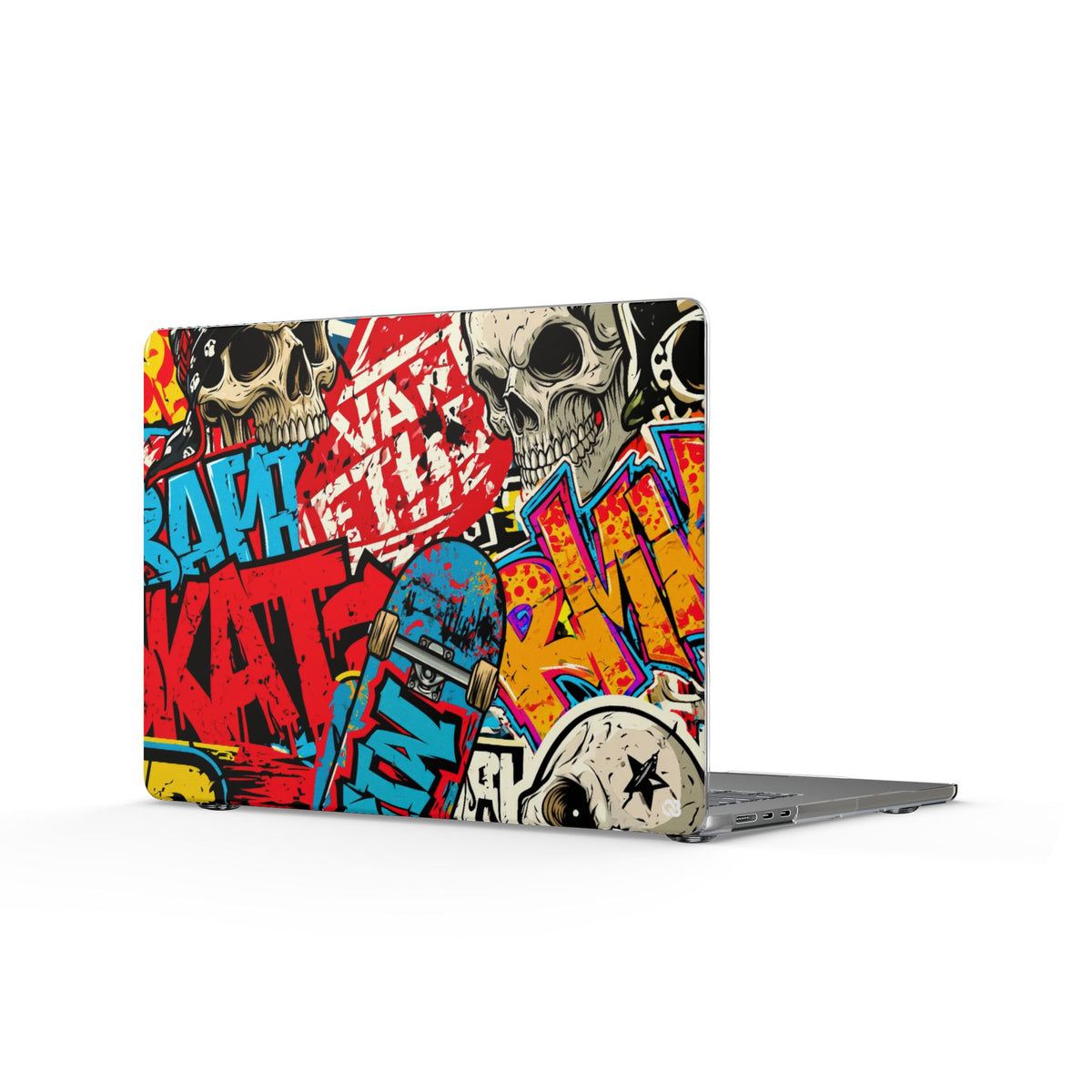 Skate Skull Riot · Clear Hard Case for MacBook · Red