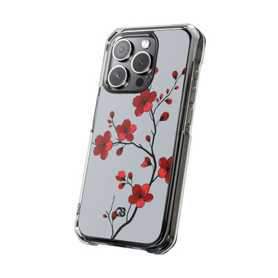 Grey Impact MagSafe Phone Case for iPhone - Crimson Blossom Onyx