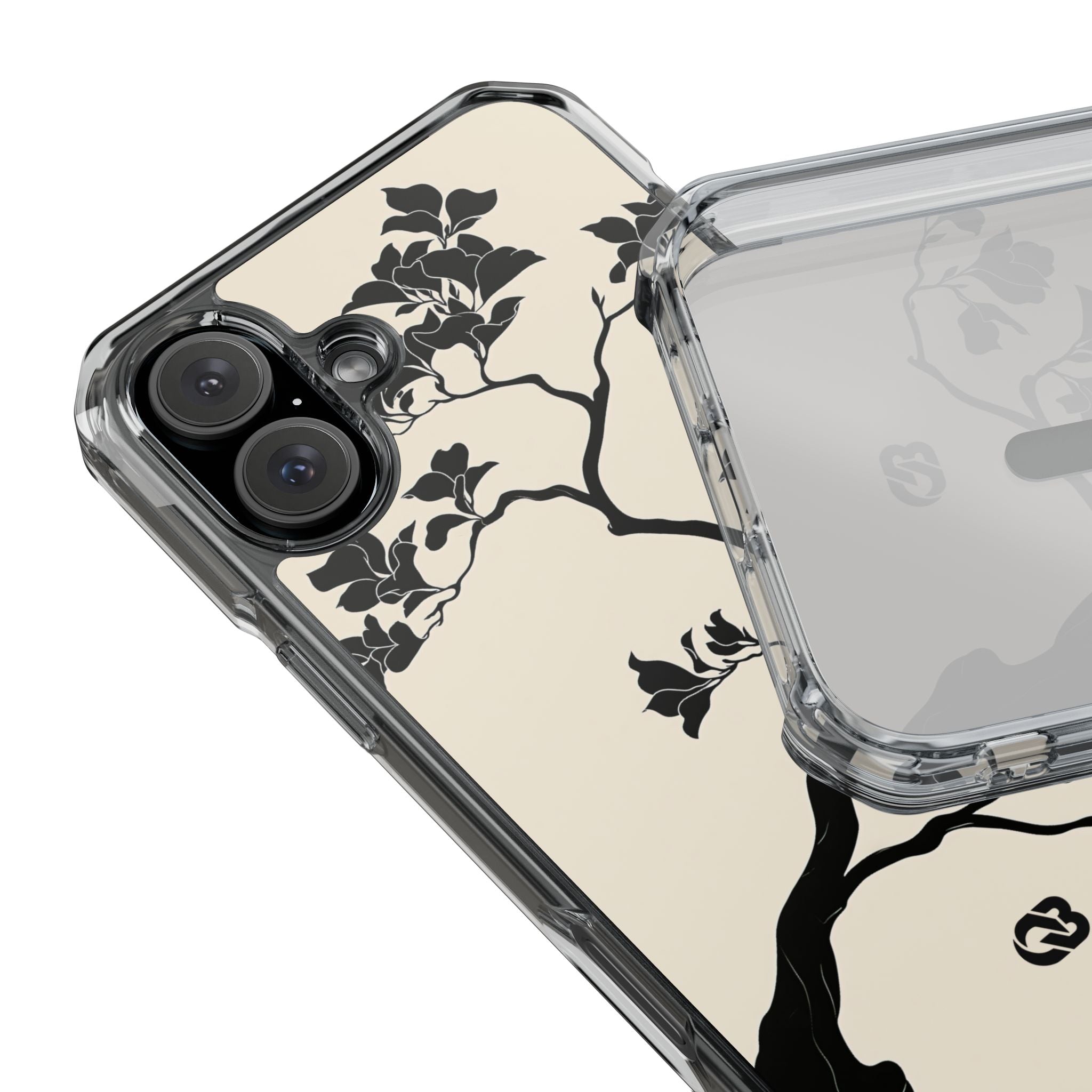 Beige Impact MagSafe Phone Case for iPhone - Obsidian Bonsai Silhouette