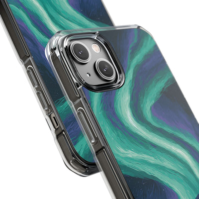 Arctic Aurora Bear · Clear Impact Magnetic Phone Case for iPhone · Teal