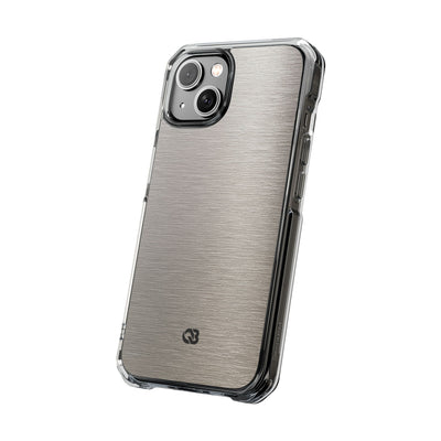 Grey Impact MagSafe Phone Case for iPhone - Brushed Nickel Linen