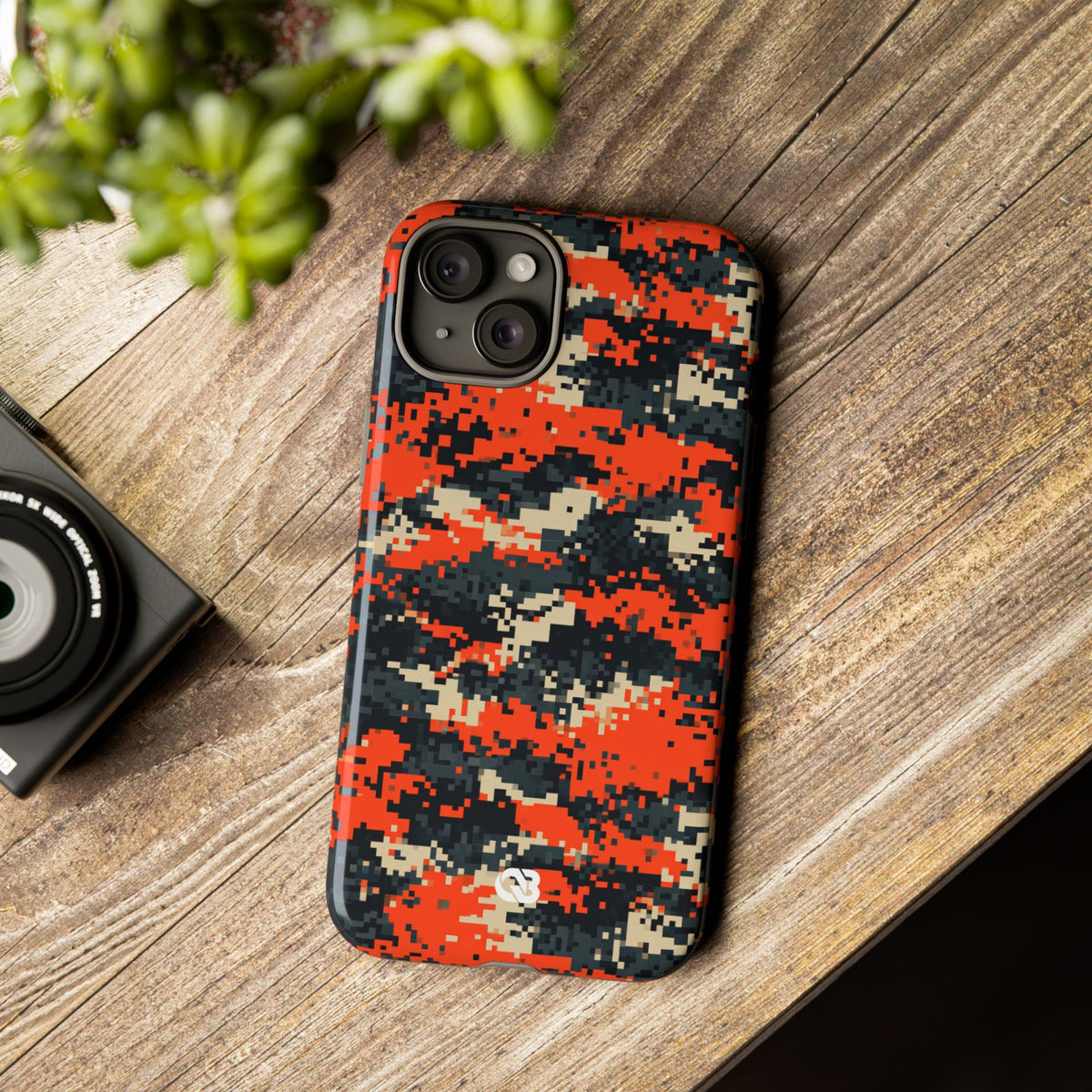 Signal Pixel Camo · Tough Phone Case for iPhone · Orange