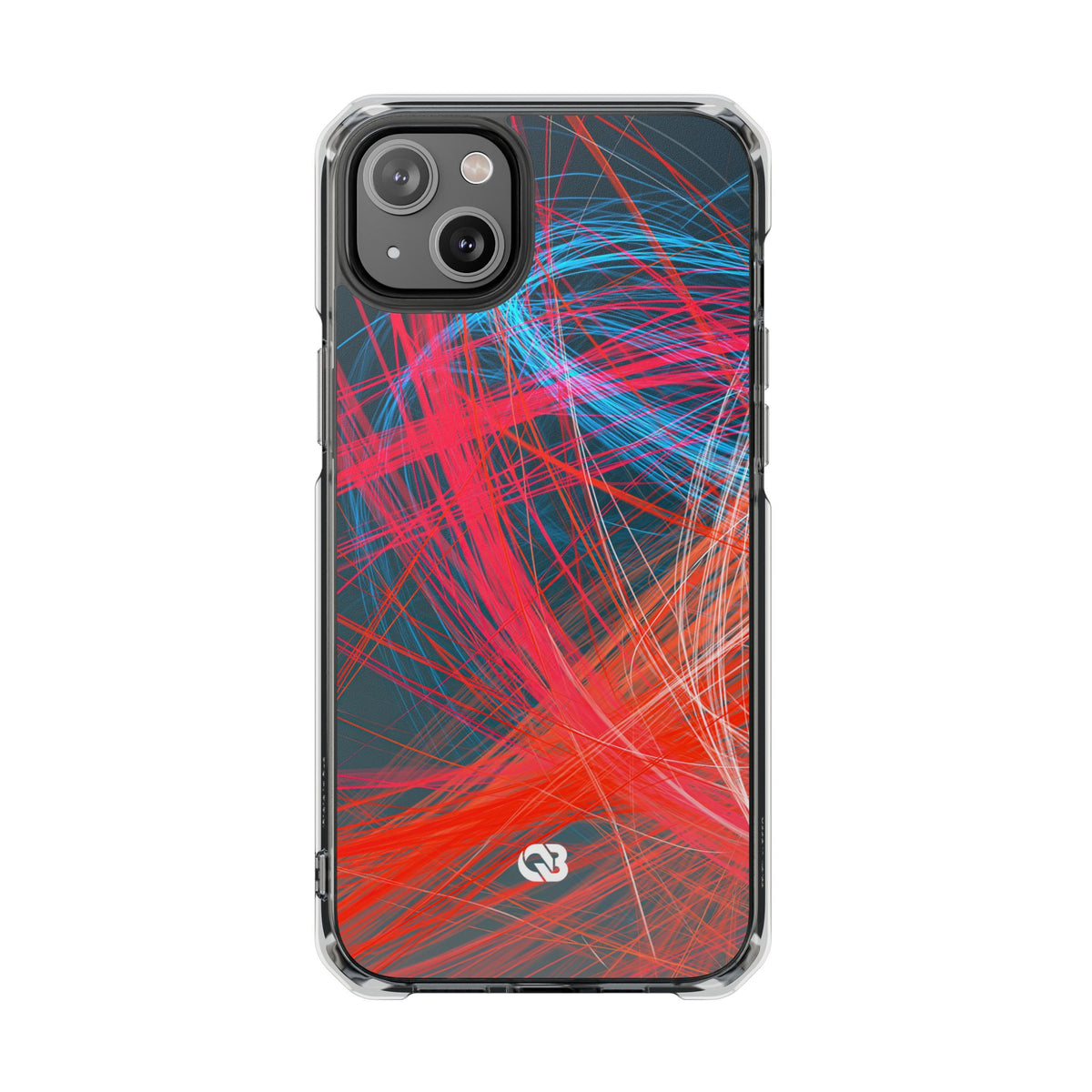 Neon Fiber Stream · Clear Impact Magnetic Phone Case for iPhone · Red