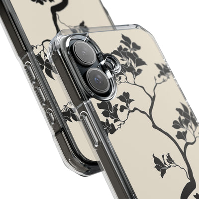 Beige Impact MagSafe Phone Case for iPhone - Obsidian Bonsai Silhouette