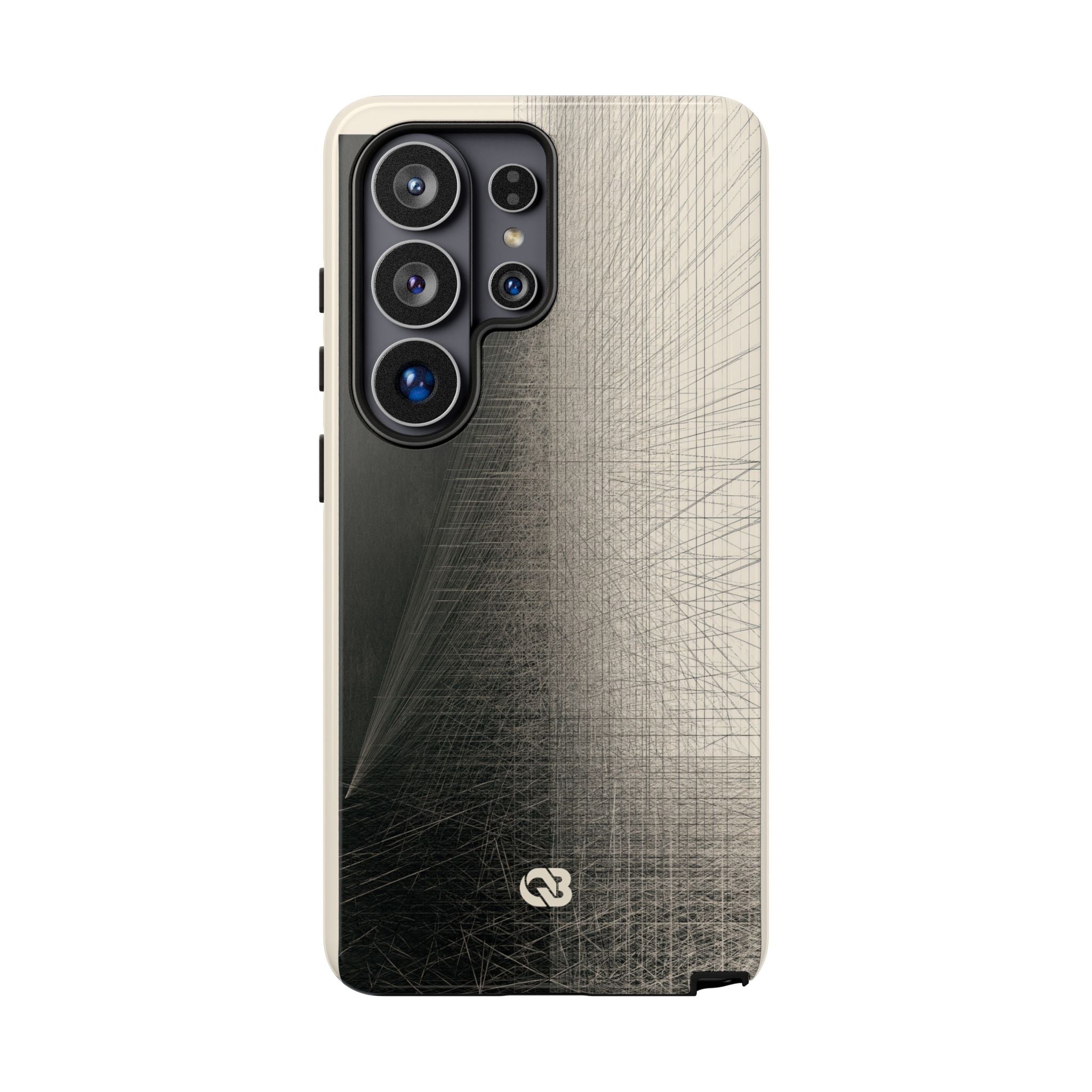 Beige Tough Phone Case for Samsung - Brutalist Graphite Grid