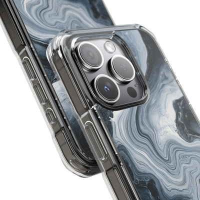 Suminagashi Ink Flow · Clear Impact Magnetic Phone Case for iPhone · Grey