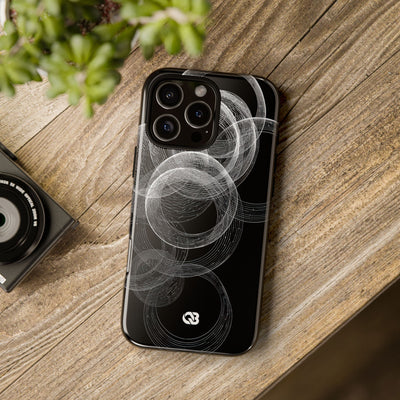 Black Tough Phone Case for iPhone - Kinetic Wireframe Orbit