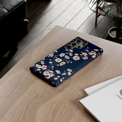 Blue Tough Phone Case for Samsung - Midnight Peach Sakura