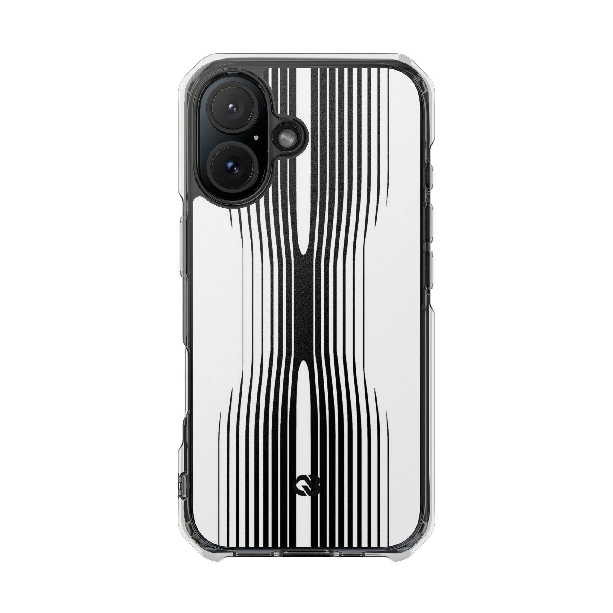 White Impact MagSafe Phone Case for iPhone - Kinetic Mono Distortion