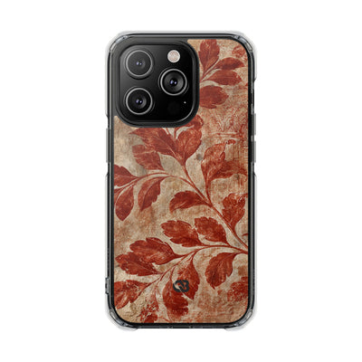 Terracotta Botanical Fresco · Clear Impact Magnetic Phone Case for iPhone · Red