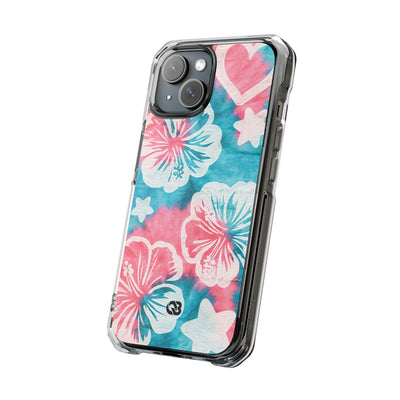 Tropical Hibiscus Bloom · Clear Impact Magnetic Phone Case for iPhone · Teal