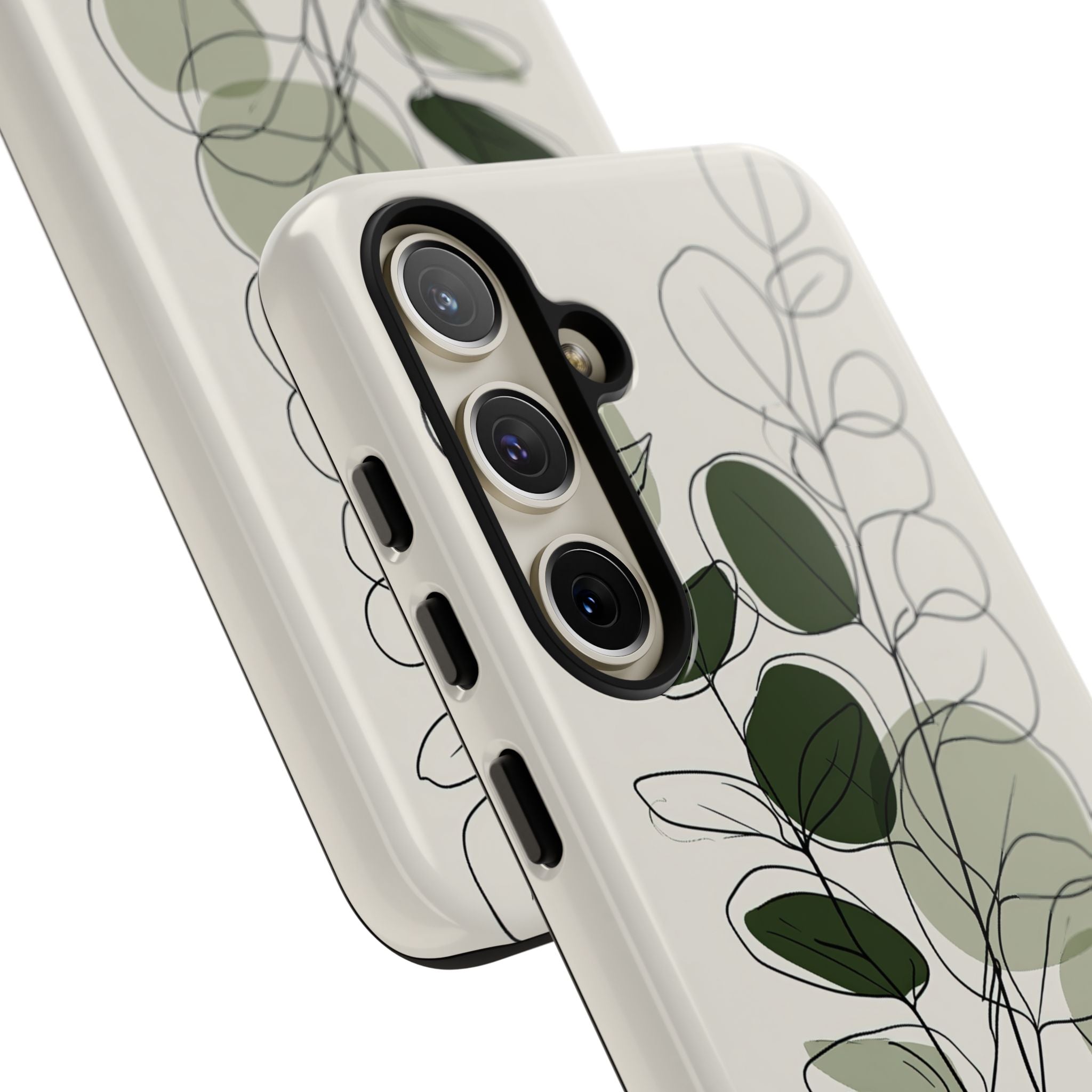 Green Tough Phone Case for Samsung - Muted Eucalyptus Sketch