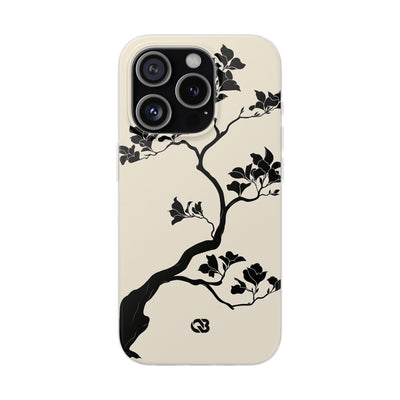 Beige Lite Phone Case for iPhone - Obsidian Bonsai Silhouette