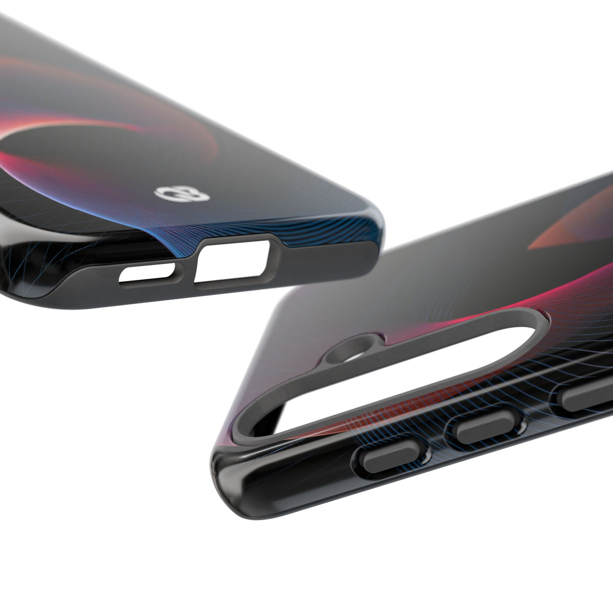 Black Tough Phone Case for Samsung - Cobalt Crimson Flux