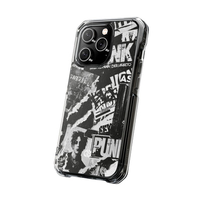 Underground Punk Collage · Clear Impact Magnetic Phone Case for iPhone · Black
