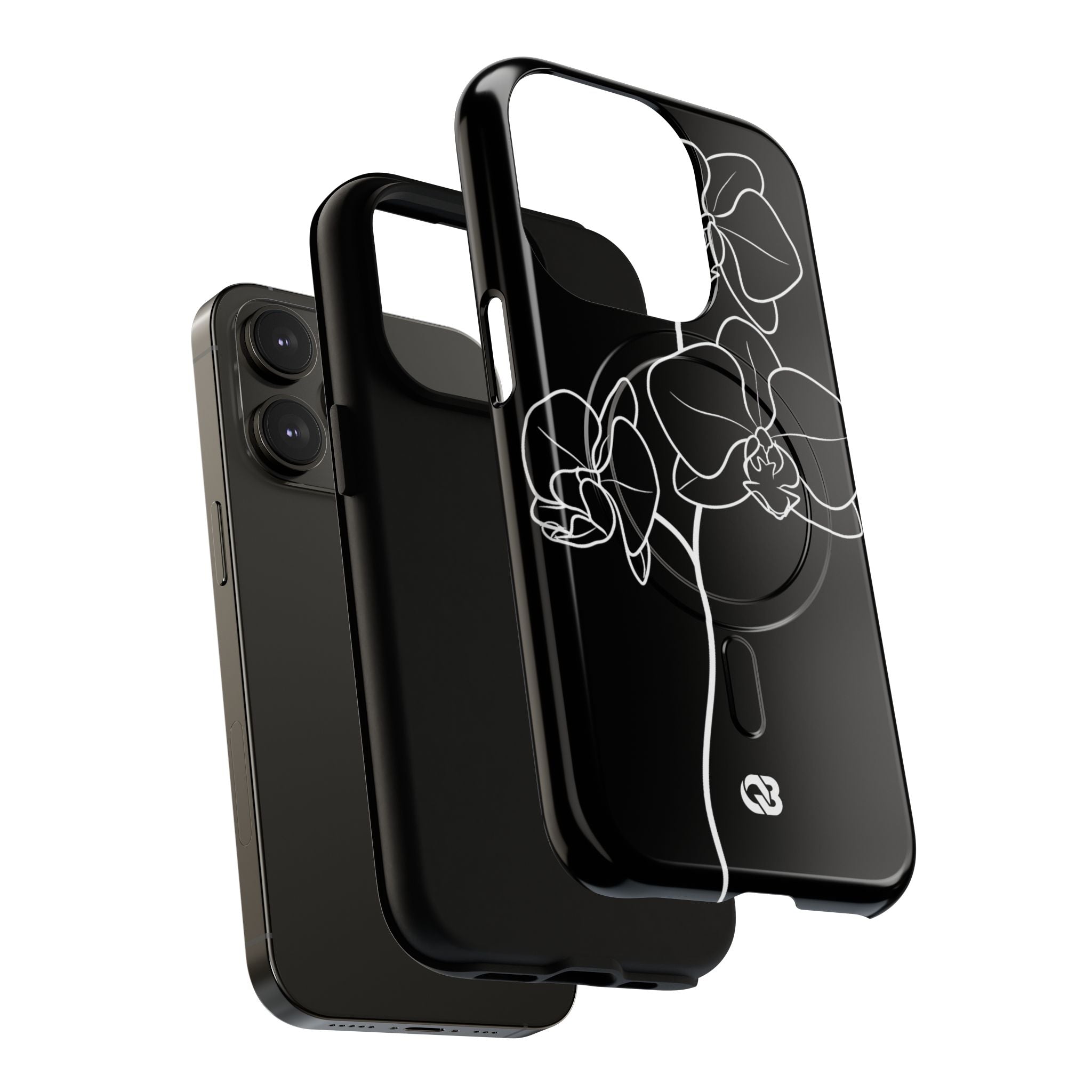 Black Tough 2.0 Magsafe Phone Case for iPhone - Noir Alabaster Orchid