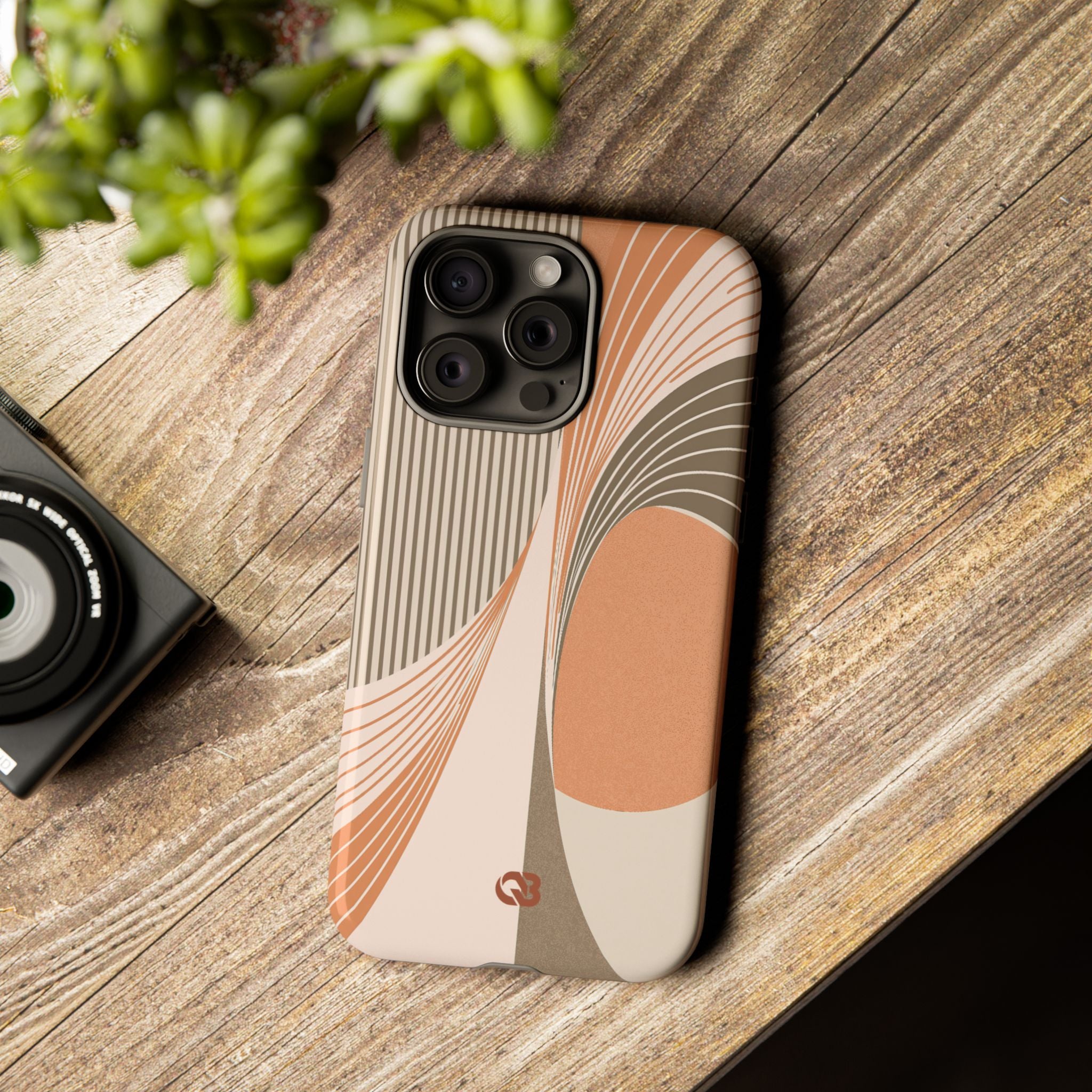Orange Tough Phone Case for iPhone - Desert Arc Horizon