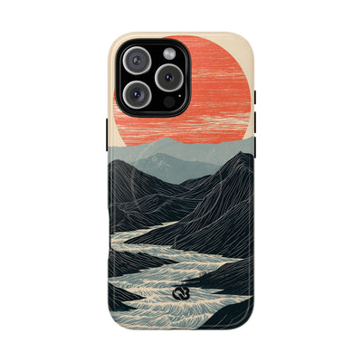 Beige Tough 2.0 Magsafe Phone Case for iPhone - Crimson Ridge Flow