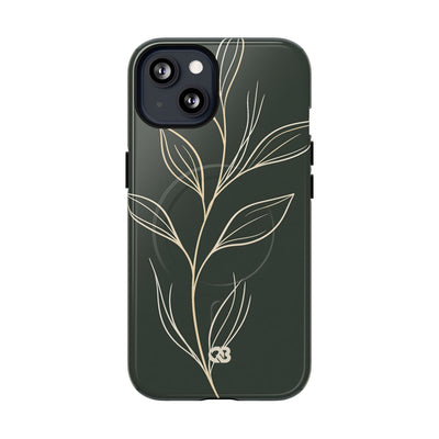 Minimal Botanical Stem · Tough 2.0 Magnetic Phone Case for iPhone · Green