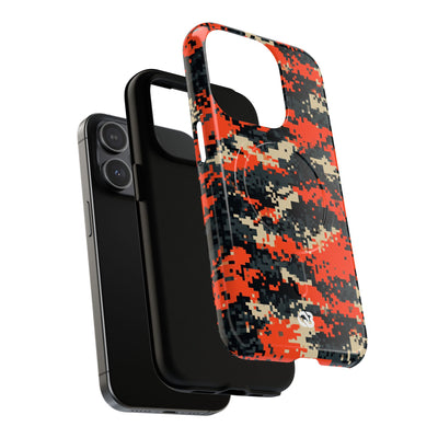 Signal Pixel Camo · Tough 2.0 Magnetic Phone Case for iPhone · Orange