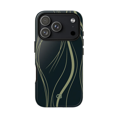 Green Tough Phone Case for iPhone - Obsidian Sage Flow