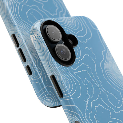 Blue Tough Phone Case for iPhone - Glacial Ridge Topo