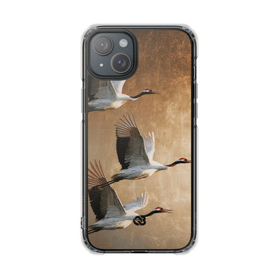 Golden Crane Flight · Clear Impact Magnetic Phone Case for iPhone · Gold