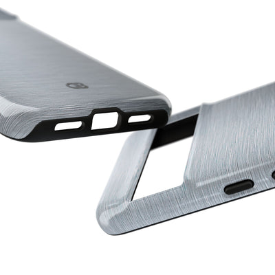 Silver Tough Phone Case for Google Pixel - Satin Chrome Grain