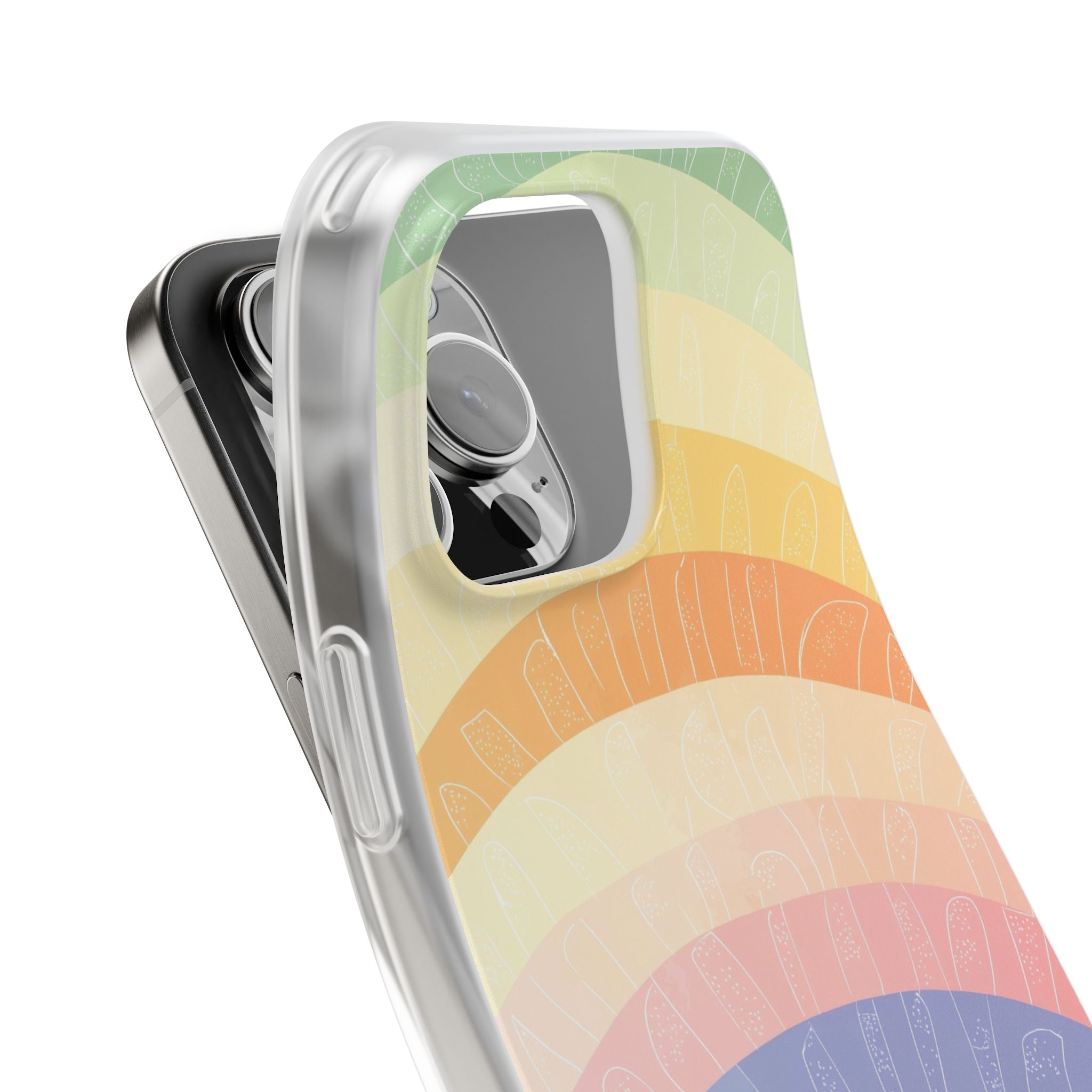 Pastel Rainbow Bands iPhone 16 Pro Max Case - Soft
