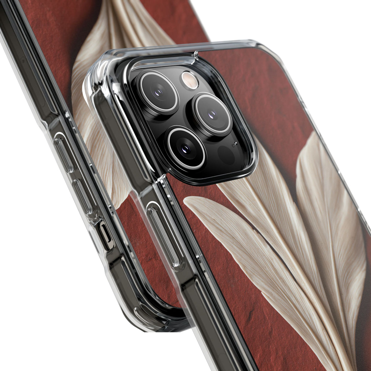Carved Ivory Plume · Clear Impact Magnetic Phone Case for iPhone · Red