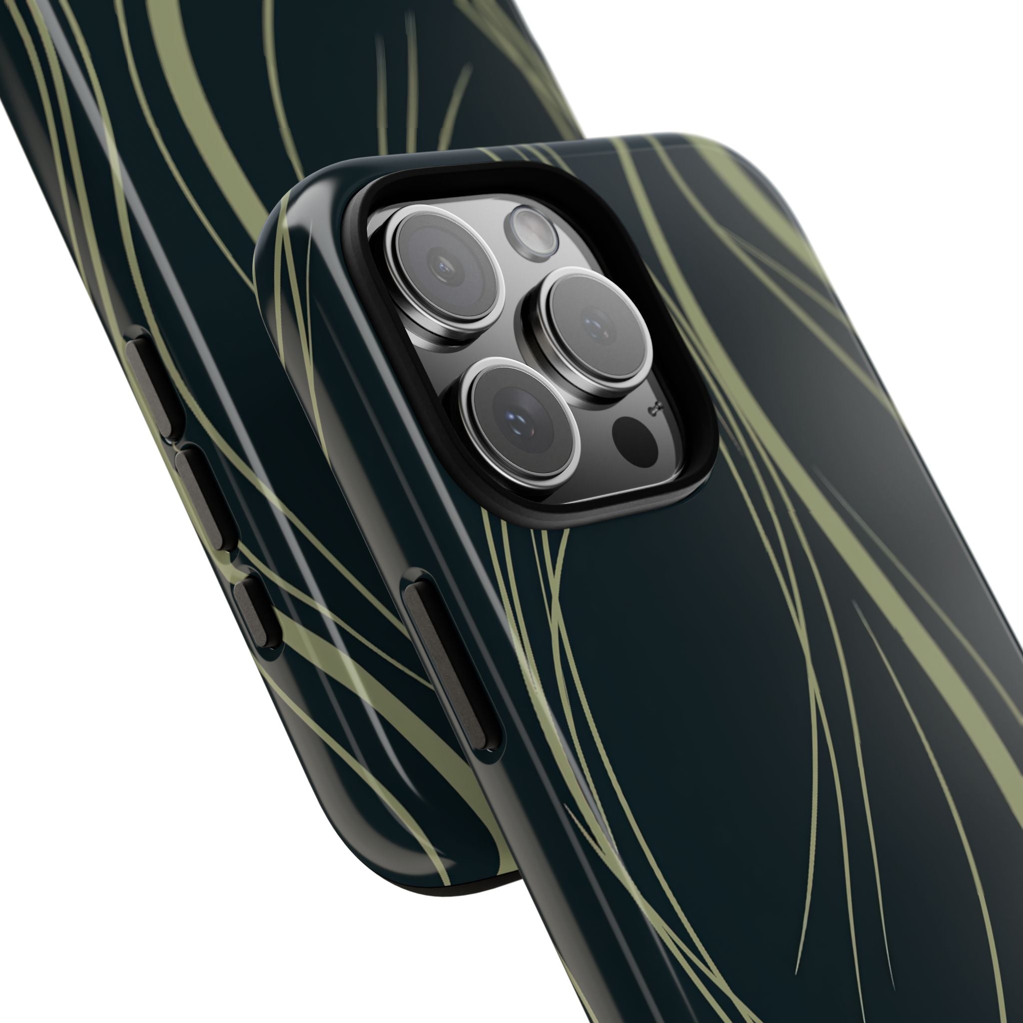 Green Tough Phone Case for iPhone - Obsidian Sage Flow