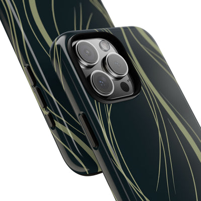 Green Tough Phone Case for iPhone - Obsidian Sage Flow