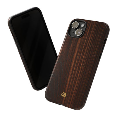 Brown Tough Phone Case for iPhone - Burnished Mahogany Grain