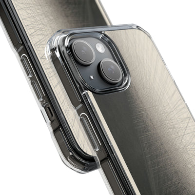 Beige Impact MagSafe Phone Case for iPhone - Brutalist Graphite Grid