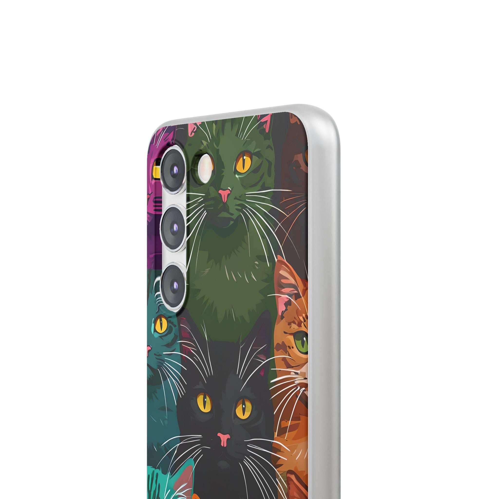 Teal Cat Grid Samsung S23 Case - Soft