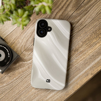 White Tough Phone Case for iPhone - Polished Ivory Wave