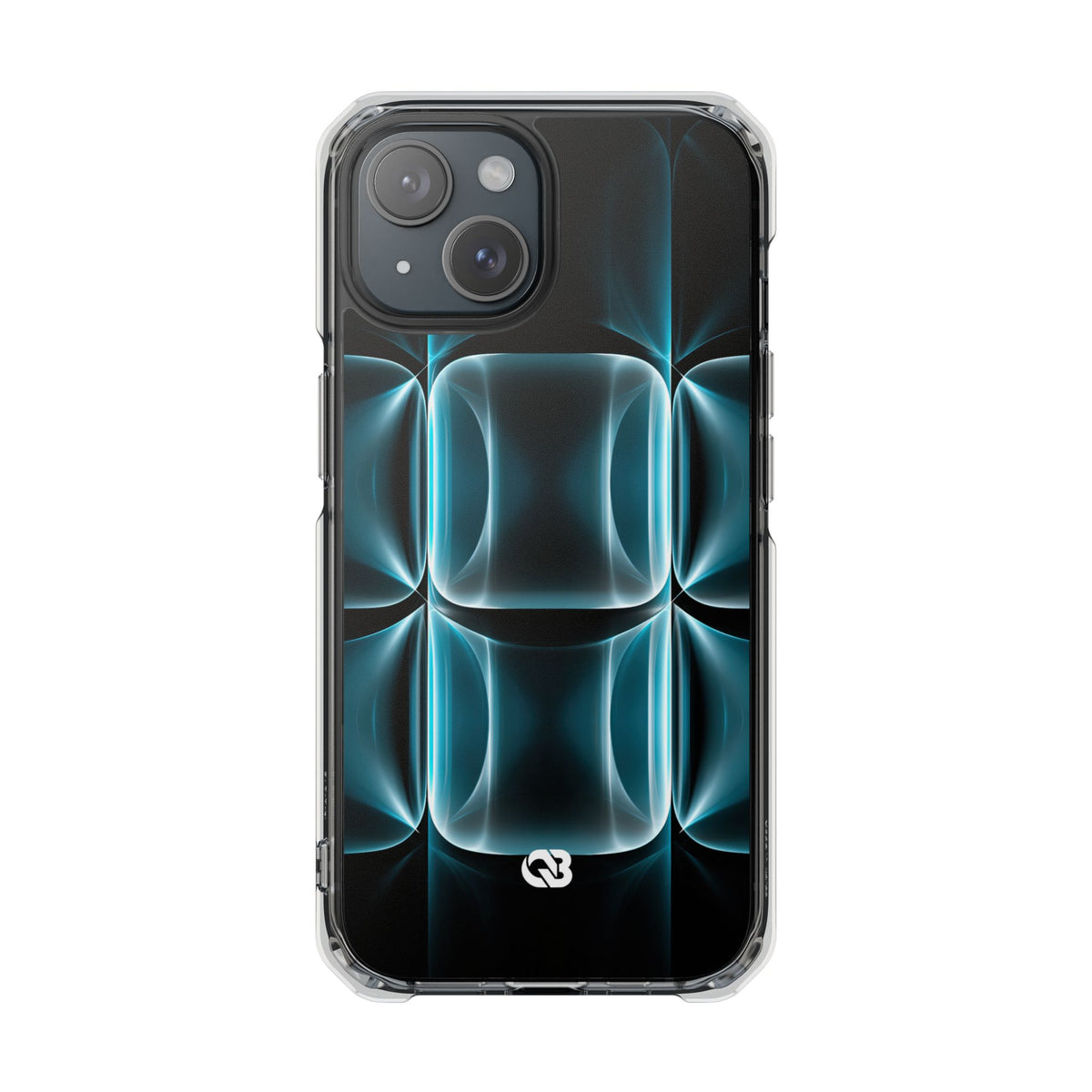 Translucent Cyber Grid · Clear Impact Magnetic Phone Case for iPhone ·  Teal